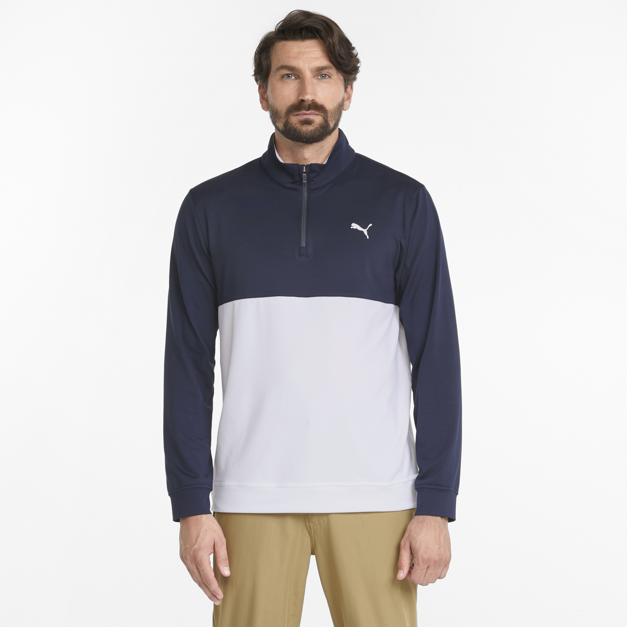 PUMA 532985-02 GAMER COLORBLOCK 1/4 ZIP - PULOVER MOŠKI - BELA/MODRA BARVA - US XXL - slika 3