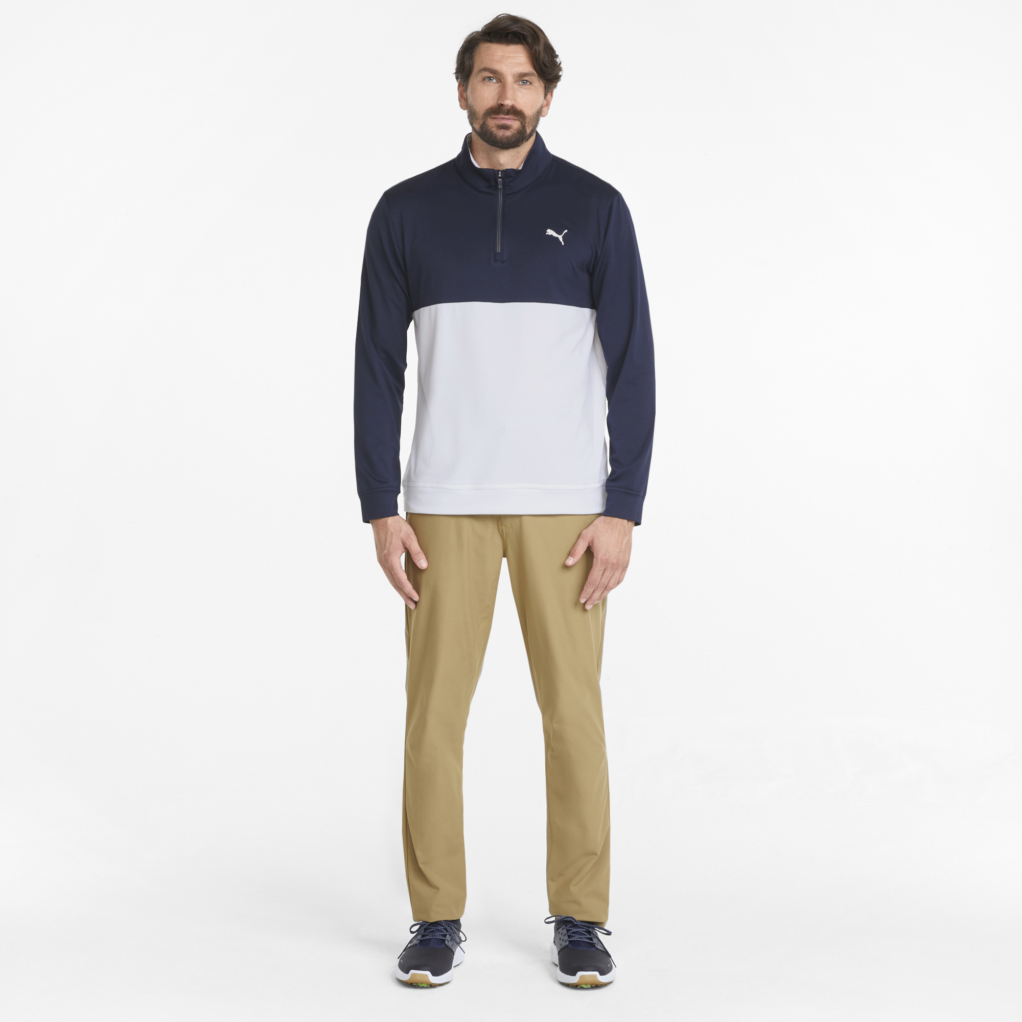 PUMA 532985-02 GAMER COLORBLOCK 1/4 ZIP - PULOVER MOŠKI - BELA/MODRA BARVA - US XXL - slika 5