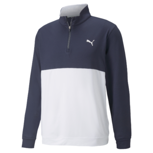 PUMA 532985-02 GAMER COLORBLOCK 1/4 ZIP - PULOVER MOŠKI - BELA/MODRA BARVA - US XXL