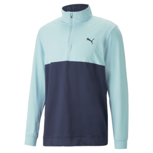 PUMA 532985-20 GAMER COLORBLOCK 1/4 ZIP - PULOVER MOŠKI - MODRA/ZELENA BARVA - US L