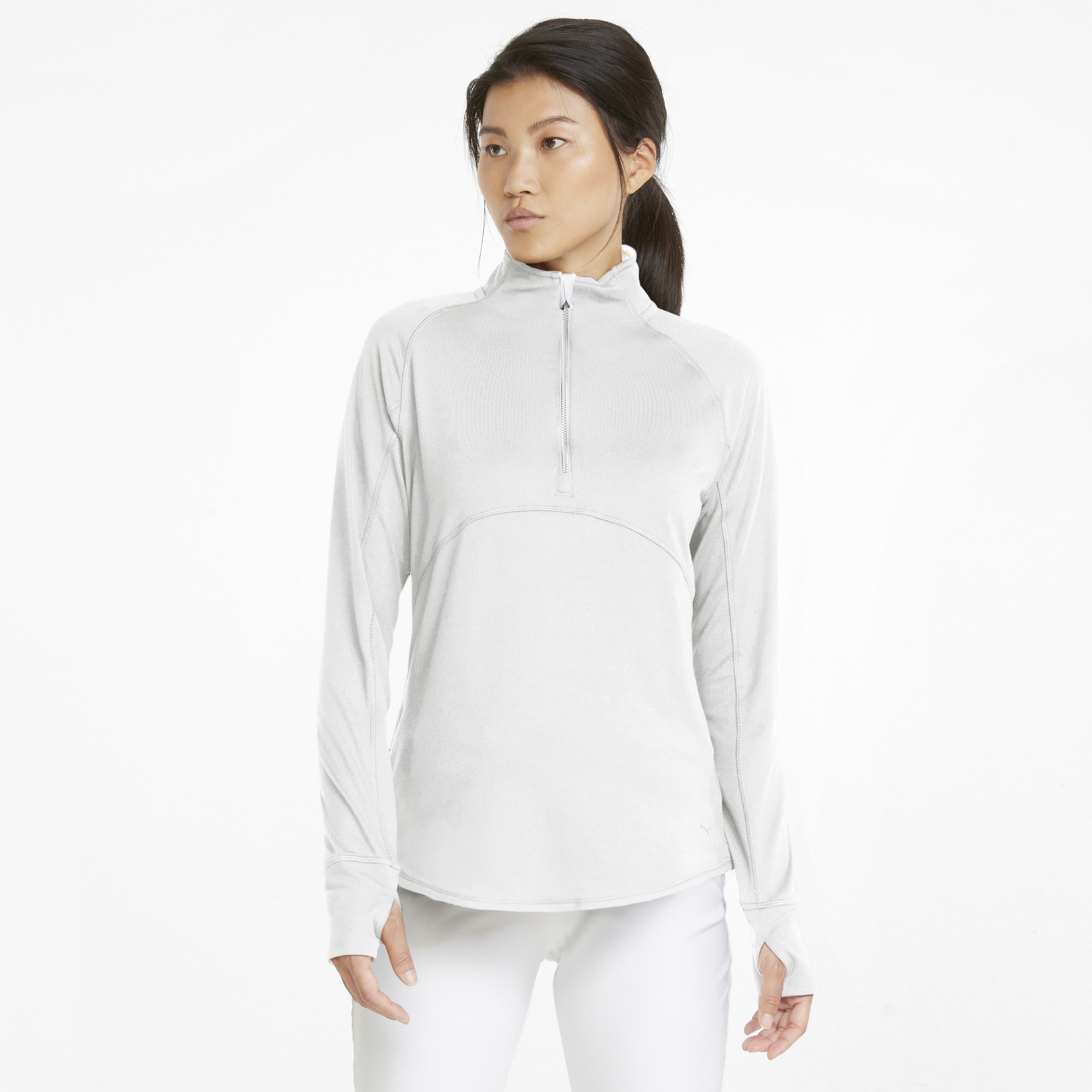PUMA 533007-01 W GAMER 1/4 ZIP - PULOVER ŽENSKI - BELA BARVA - US M - slika 3
