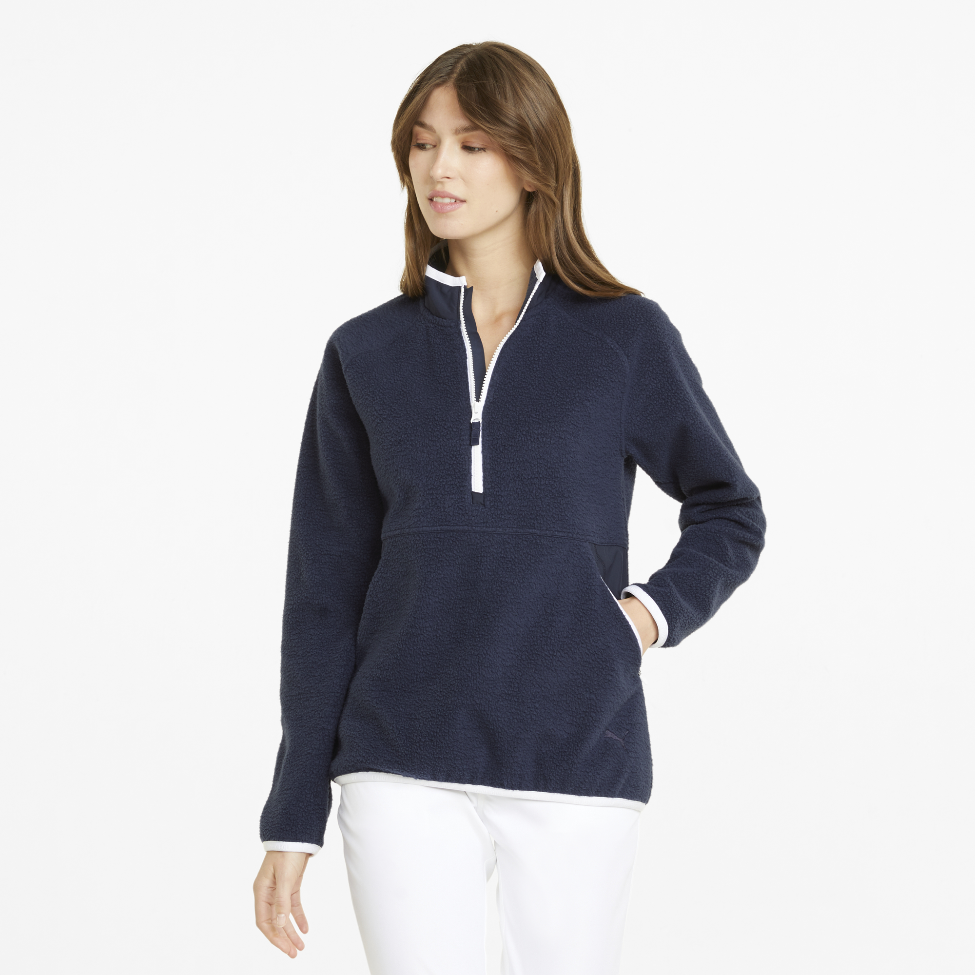 PUMA 535517-02 W SHERPA 1/4 ZIP - PULOVER ŽENSKI - MODRA BARVA - US L - slika 3