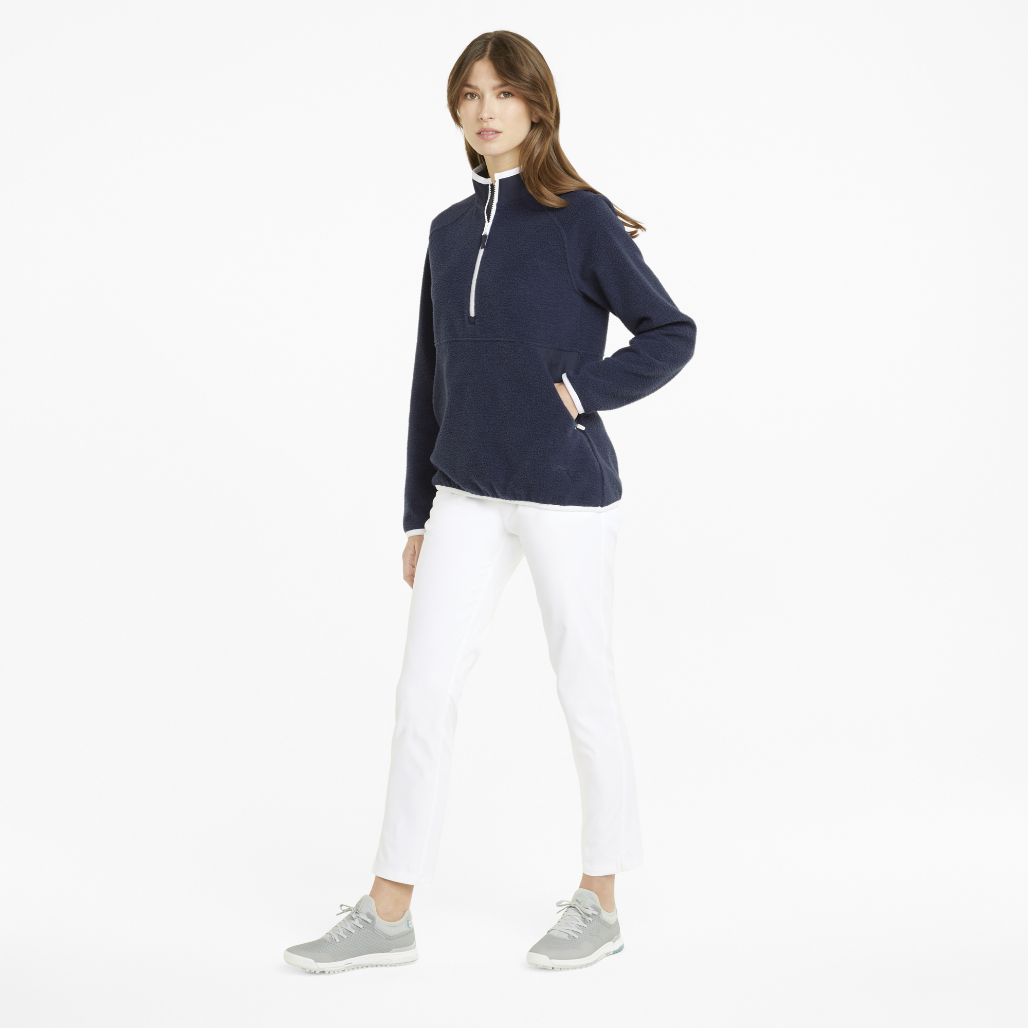 PUMA 535517-02 W SHERPA 1/4 ZIP - PULOVER ŽENSKI - MODRA BARVA - US L - slika 5