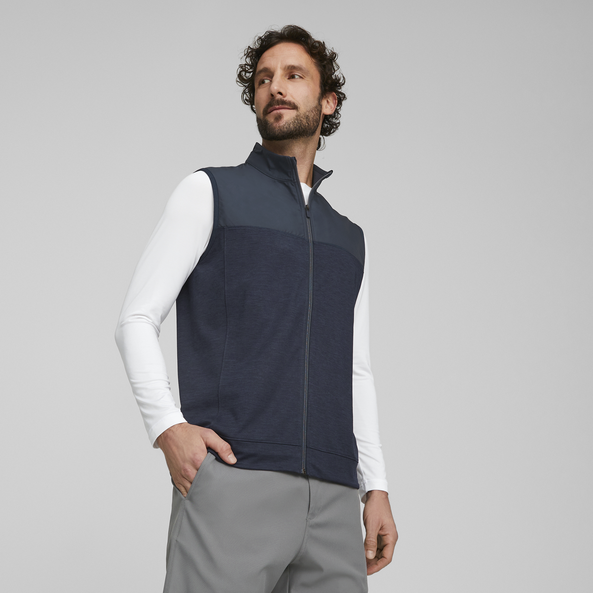 PUMA 537465-03 CLOUDSPUN COLORBLOCK VEST - PULOVER MOŠKI - MODRA BARVA - US L - slika 3
