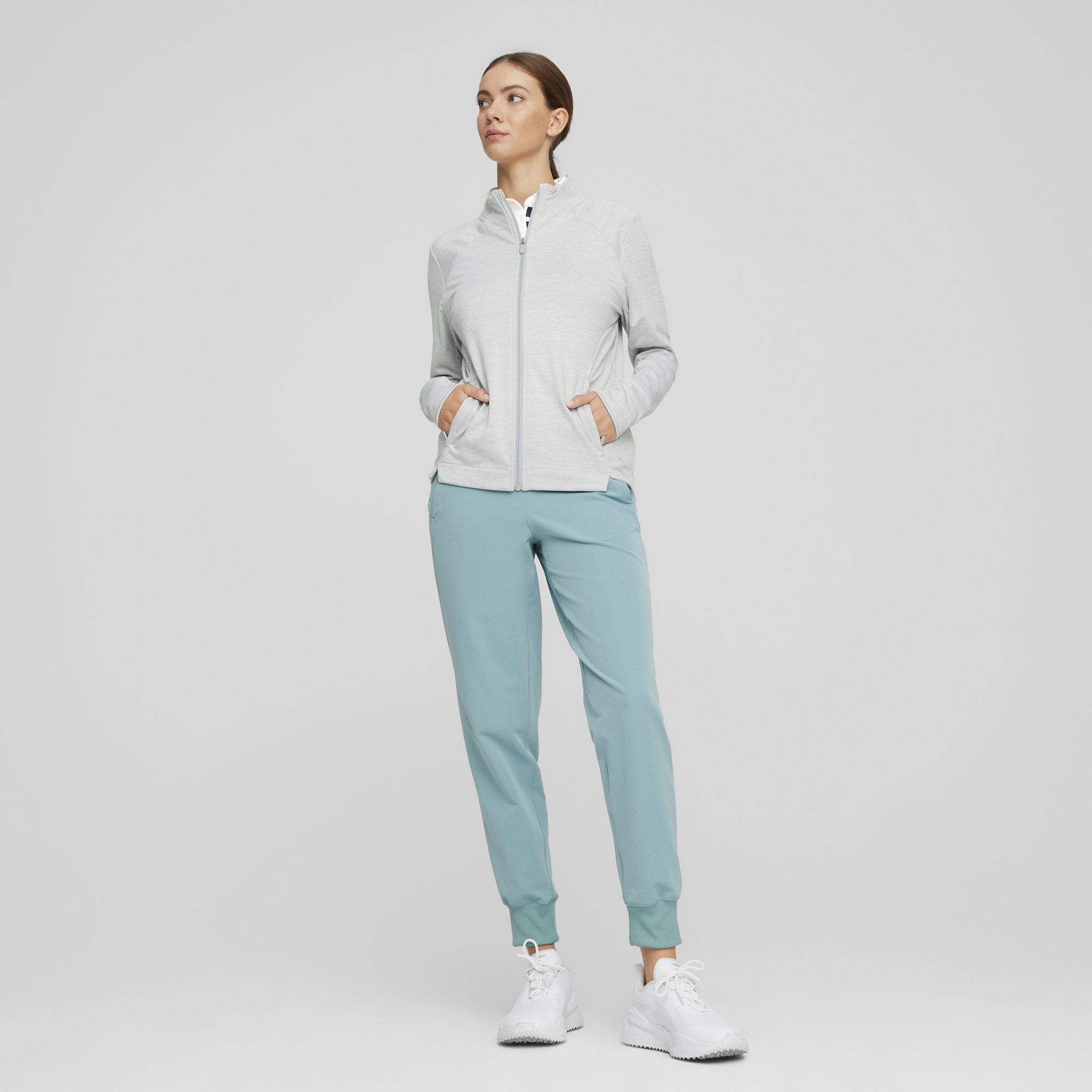 PUMA 537502-07 W CLOUDSPUN HEATHER FULL ZIP JACKET - PULOVER ŽENSKI - SIVA BARVA - US M - slika 5