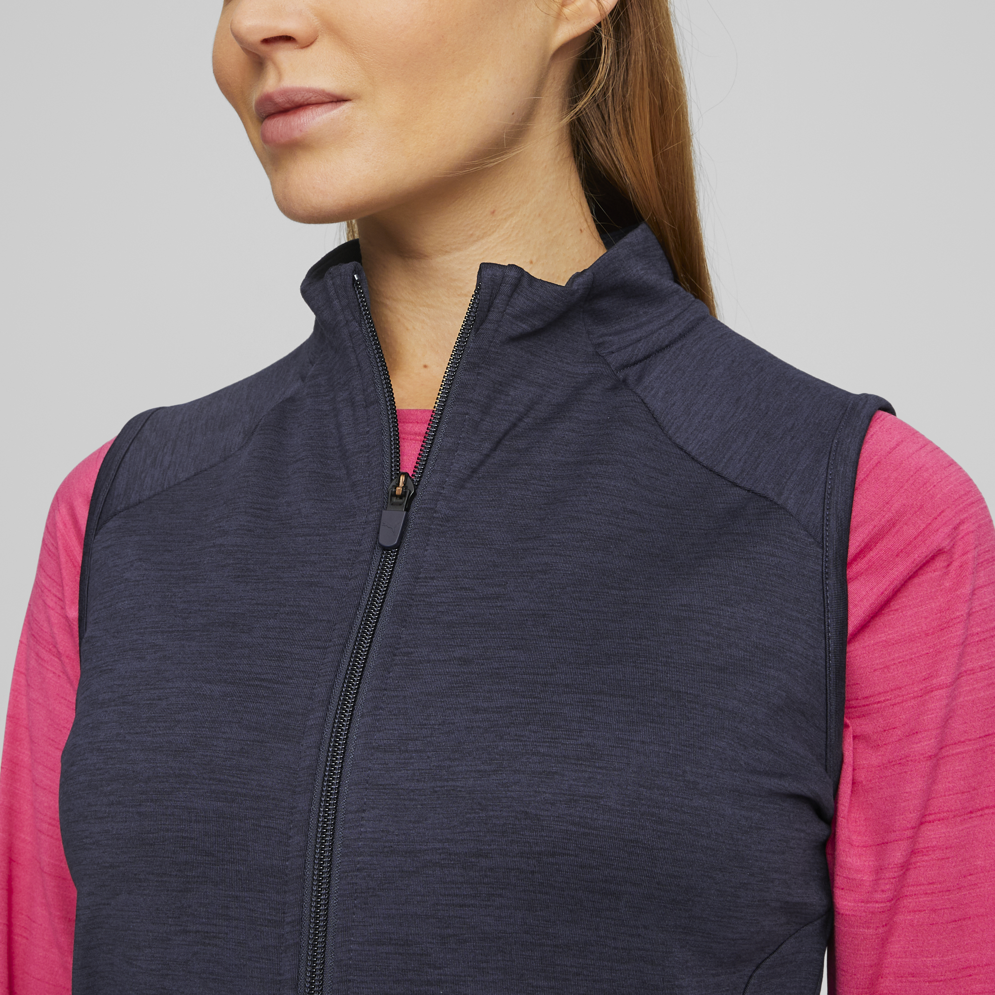 PUMA 537503-02 W CLOUDSPUN HEATHER FULL ZIP VEST - PULOVER ŽENSKI - MODRA BARVA - US M - slika 4
