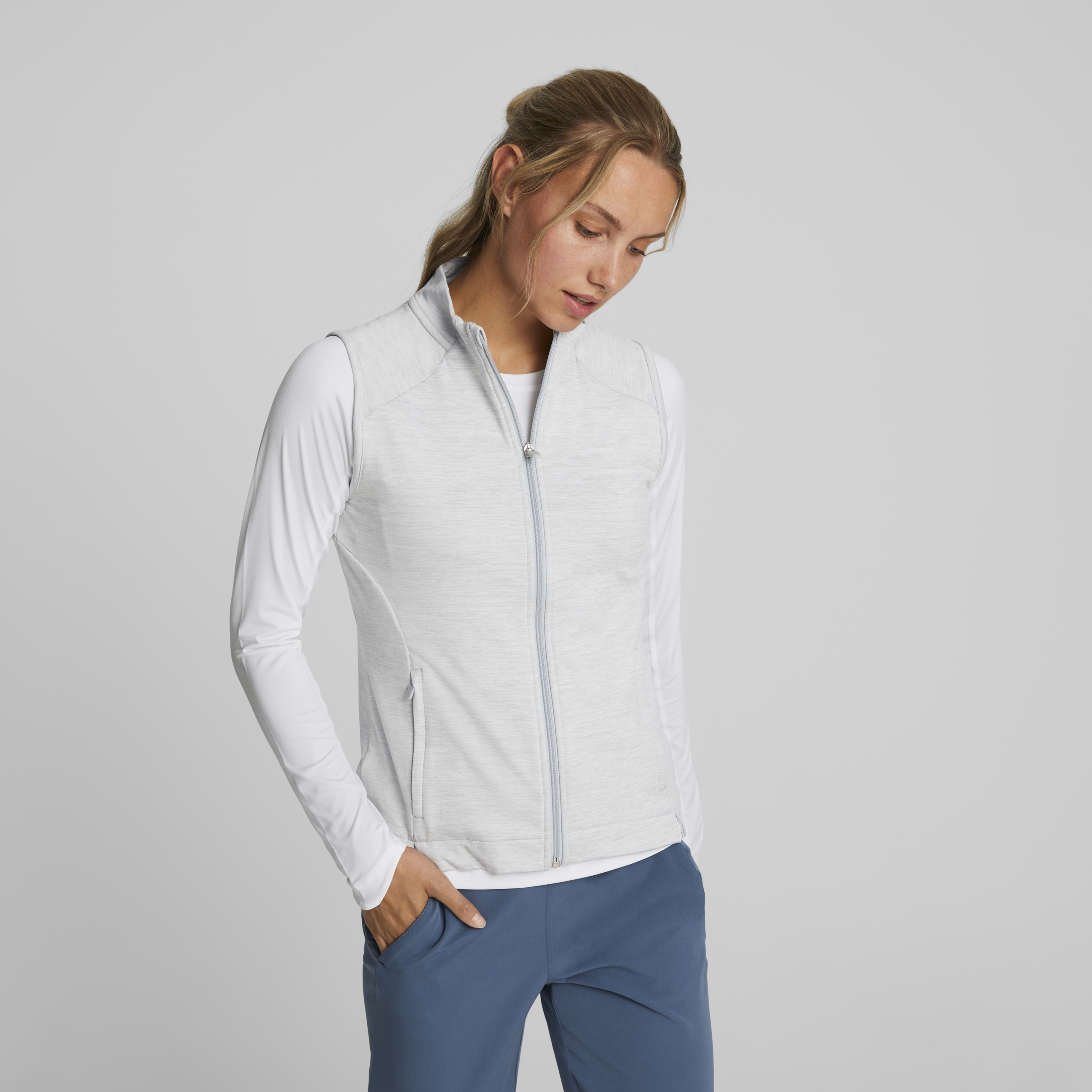 PUMA 537503-06 W CLOUDSPUN HEATHER FULL ZIP VEST - PULOVER ŽENSKI - SIVA BARVA - US M - slika 3